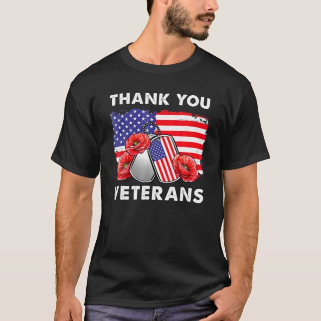Tack Veterans Combat Boots Poppy Flower Veter T Shirt (Framsida)