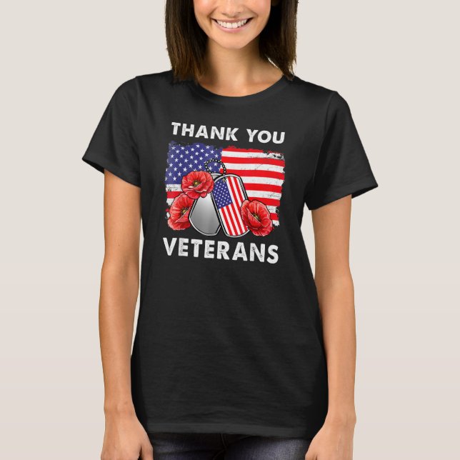 Tack Veterans Combat Boots Poppy Flower Veter T Shirt (Framsida)
