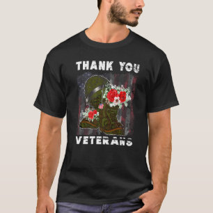 Tack Veterans Combat Boots Poppy Flower Veter T Shirt