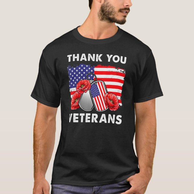 Tack Veterans Combat Boots Poppy Flower Veter T Shirt (Framsida)