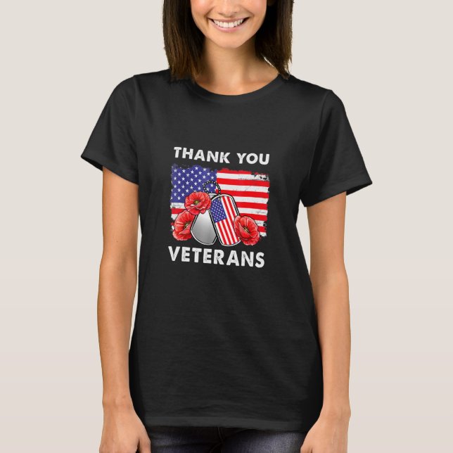 Tack Veterans Combat Boots Poppy Flower Veter T Shirt (Framsida)