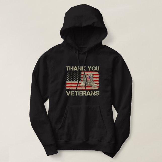 Tack Veterans Combat Boots Veteran Day Amerika Hoodie (Design framsida)