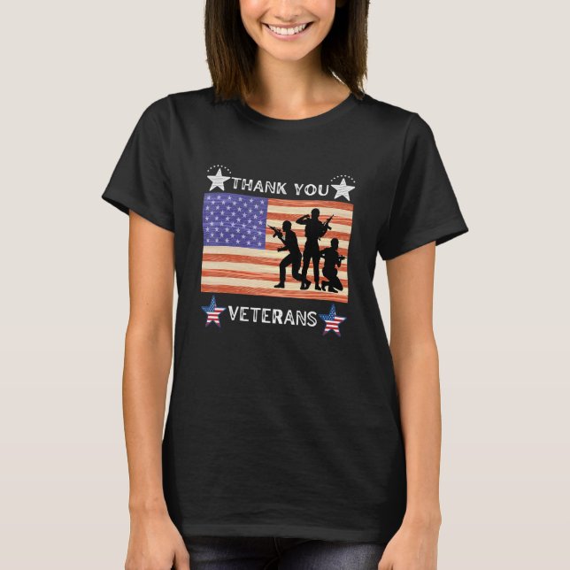 Tack Veterans Combat Boots Veteran Day Amerika T Shirt (Framsida)