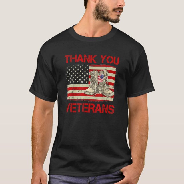 Tack Veterans Combat Boots Veteran Day Amerika T Shirt (Framsida)