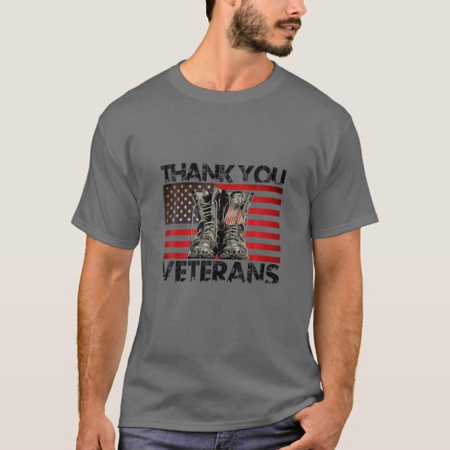 Tack Veterans Combat Boots Veteran Day Amerika T Shirt (Framsida)