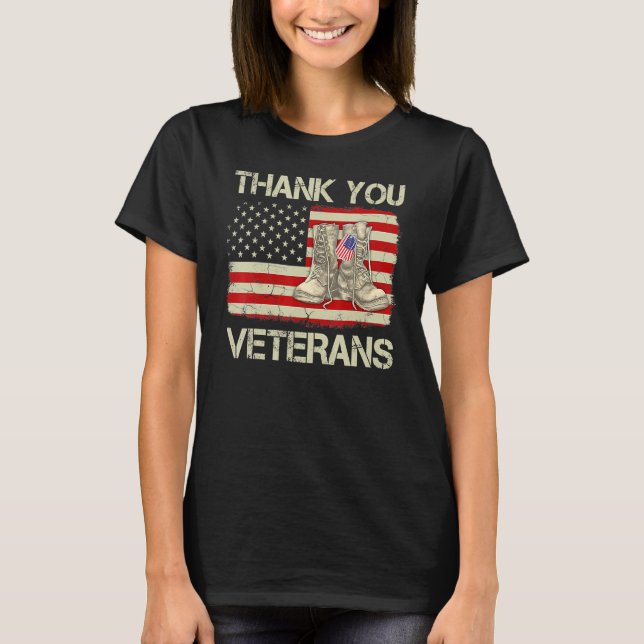 Tack Veterans Combat Boots Veteran Day Amerika T Shirt (Framsida)