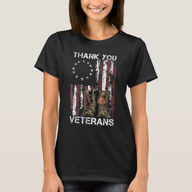Tack Veterans Combat Boots Veteran Day Amerika T Shirt (Framsida)