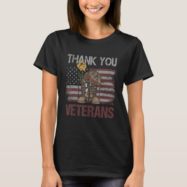 Tack Veterans Combat Boots Veterans Day Ameri T Shirt (Framsida)