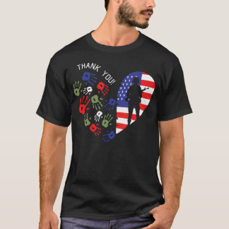 Tack Veterans Day American Flagga Heart Militar T Shirt