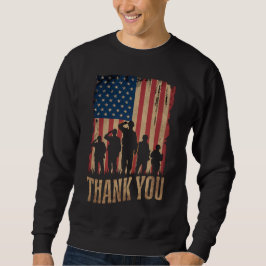Tack Veterans Day American Flagga Vintage Lång Ärmad Tröja