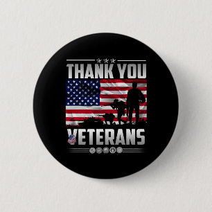 Tack Veterans Day Minnesdagen Patriotisk Militär Knapp
