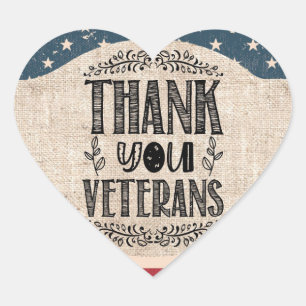 Tack Veterans Heart Sticker Hjärtformat Klistermärke