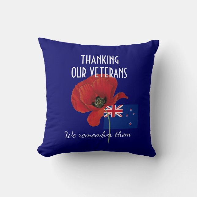 TACK VETERANS New Zealand Poppy Kudde (Framsida)