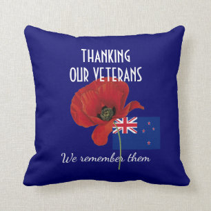 TACK VETERANS New Zealand Poppy Kudde