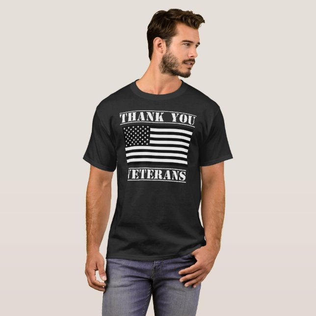 Tack Veterans Patriotic Veterans Day Shirt Tee Shirt (Hel framsida)