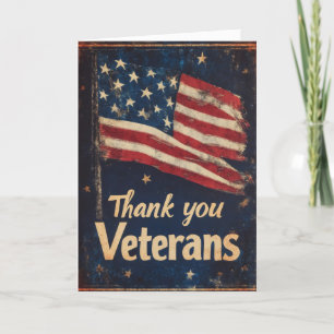 Tack Veterans Retro Flagga Helgkort