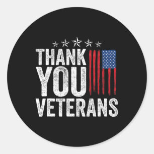 Tack Veterans Service Patriot Veteran Day Ame Runt Klistermärke