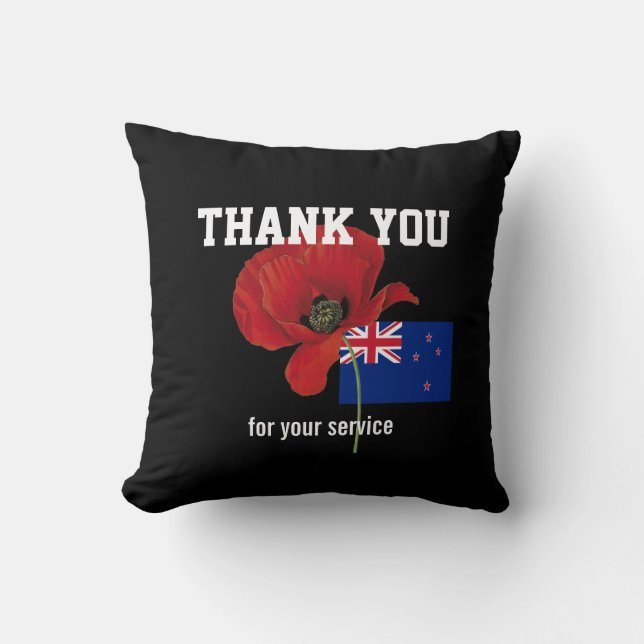 TACK Veterans Servicemen Poppy NEW ZEALAND Kudde (Framsida)