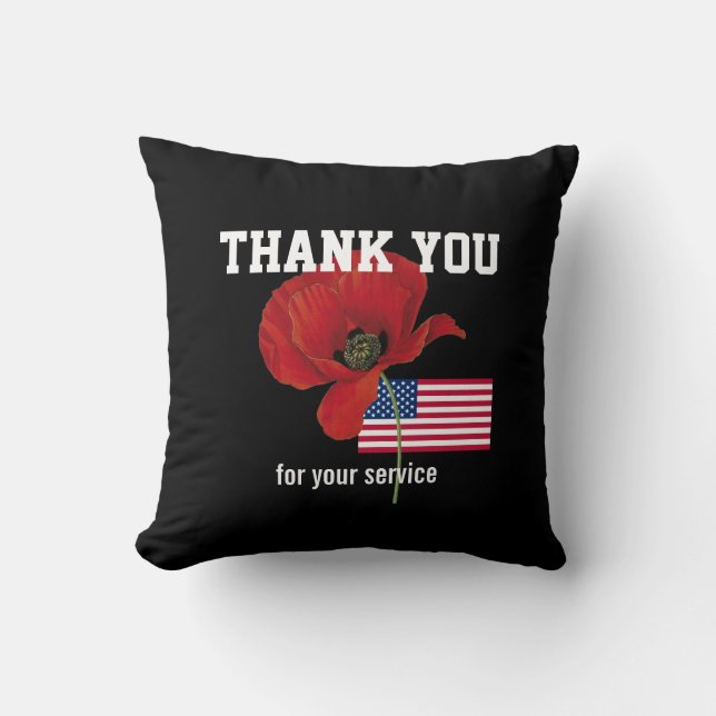 TACK Veterans Servicemen Poppy USA AMERICAN Kudde (Framsida)
