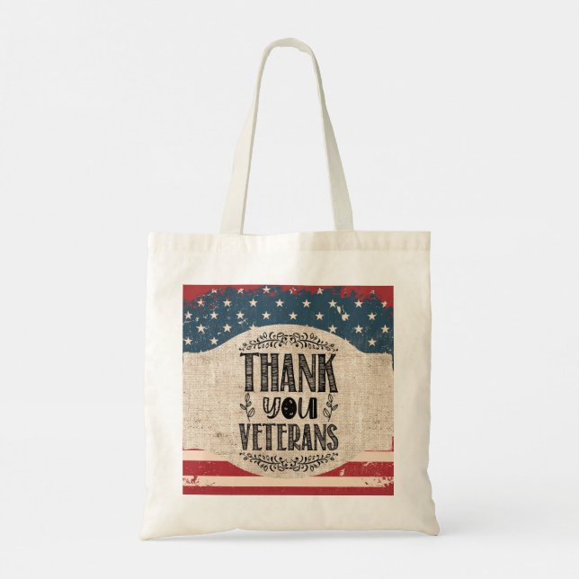Tack Veterans Tote Bag Tygkasse (Baksida)