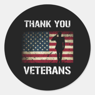 Tack Veterans USA:s Flagga Runt Klistermärke