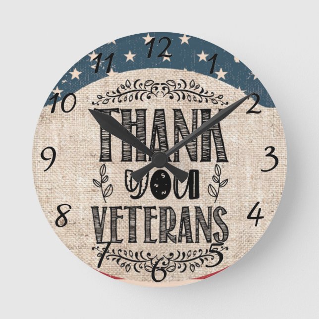 Tack veterans Wall Clock Rund Klocka (Framsida)