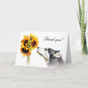 Tack Veterinärkort med Husky och Flowers Kort