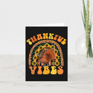 Tack, Vibes Rainbow Turkey Fall Retro Groovy Th Kort