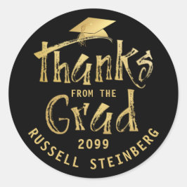 Tack vid EXAMINATION från avgångsklassen Guld pens Runt Klistermärke