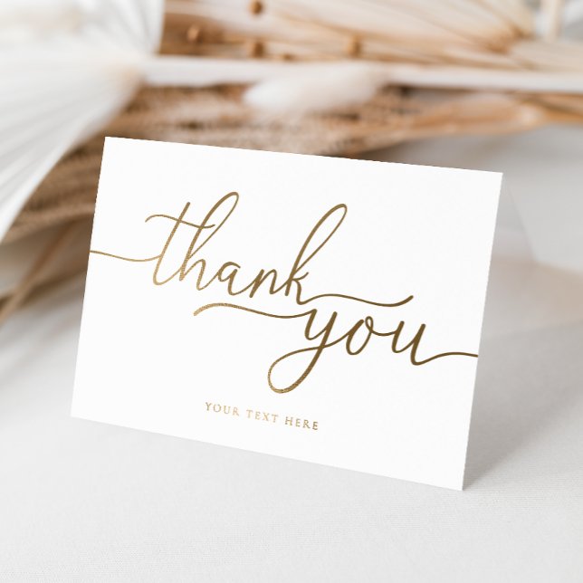 Tack-vikt Folierat Kort (Thank You Folded Card Gold Foil)
