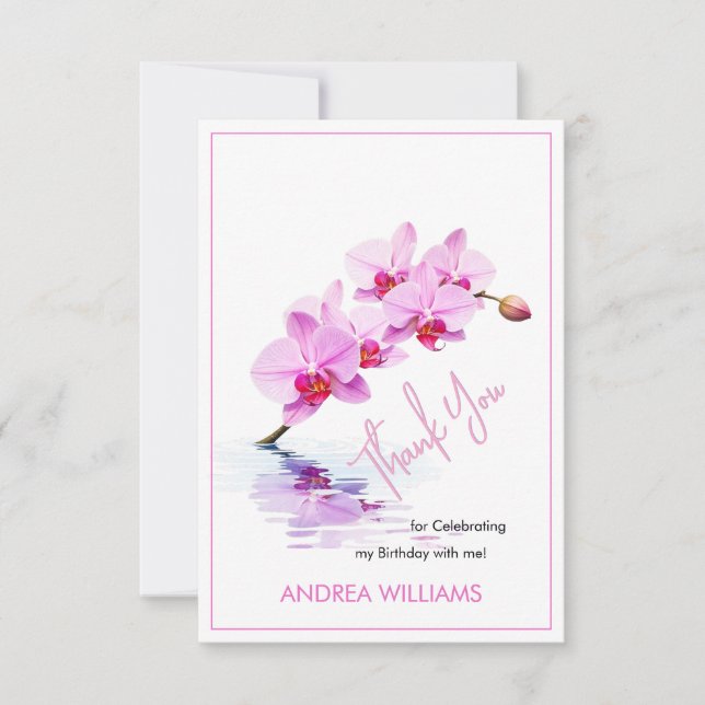 Tack, Vild Orchid Flower-Blommar 50:e födelsedagen Tack Kort (Framsida)
