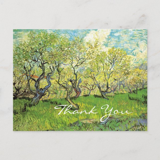 Tack, Vincent van Gogh, Orchard i Blosso Vykort (Framsida)