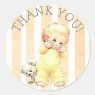 Tack Vintage Boy's Baby Shower Stickers Runt Klistermärke
