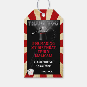 Tack Vintage Magic Show Birthday Favor Tag Presentetikett