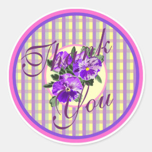 Tack Vintage Pansy Stickers Runt Klistermärke