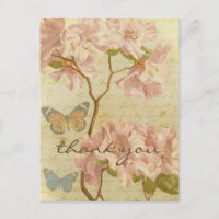 Tack Vintage Rosa Rhododendron Elegant Blommigt