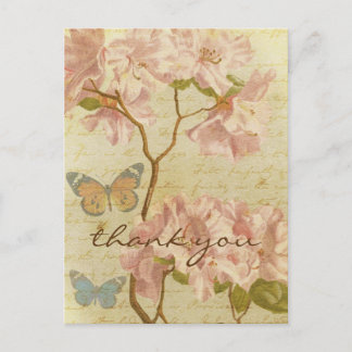 Tack Vintage Rosa Rhododendron Elegant Blommigt Vykort