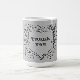 Tack Vintage Shield Vine Ram Avskrivning Kaffemugg