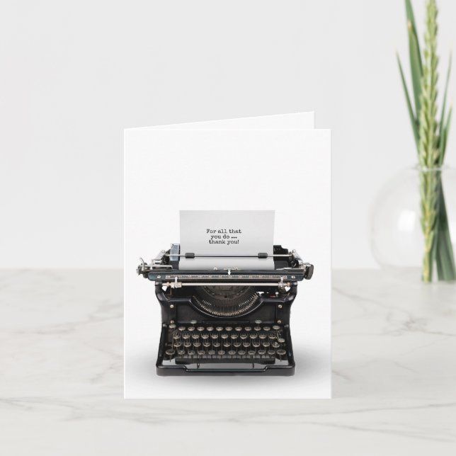 Tack vintage skrivmaskin kort (Framsida)