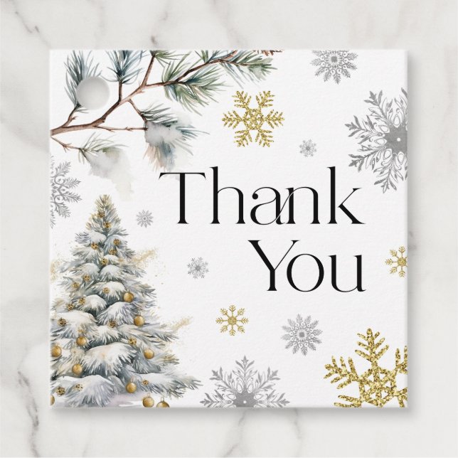 Tack Vinter Vonderland Gåvor Etiketter (Framsida)