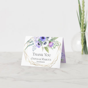 Tack  Violet Anemone Blommigt Bouquet Kort