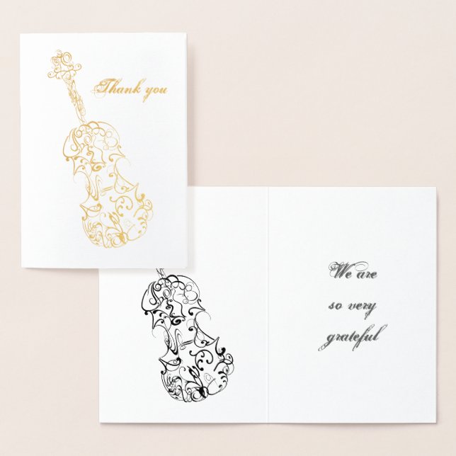 Tack Violin Line Teckning Folierat Kort (Display)