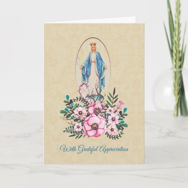 Tack Virgin Mor Mary med blommor Helgkort (Framsida)
