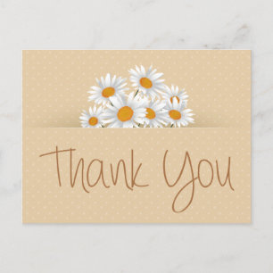 Tack Vit Daisy Blommigt Dot Rosa Notecard Vykort