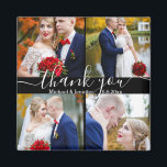 tack, vit handstil 4 bilder bröllop svart magnet<br><div class="desc">elegant tack,  vit handstil 4 bilder bröllop svart magnet 
du kan ändra bakgrundsfärg,  typsnittsfärg och stil, </div>