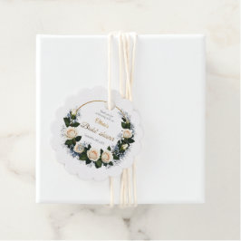 Tack Vit ros och Blue Baby's Bandeand Gåvor Etiketter