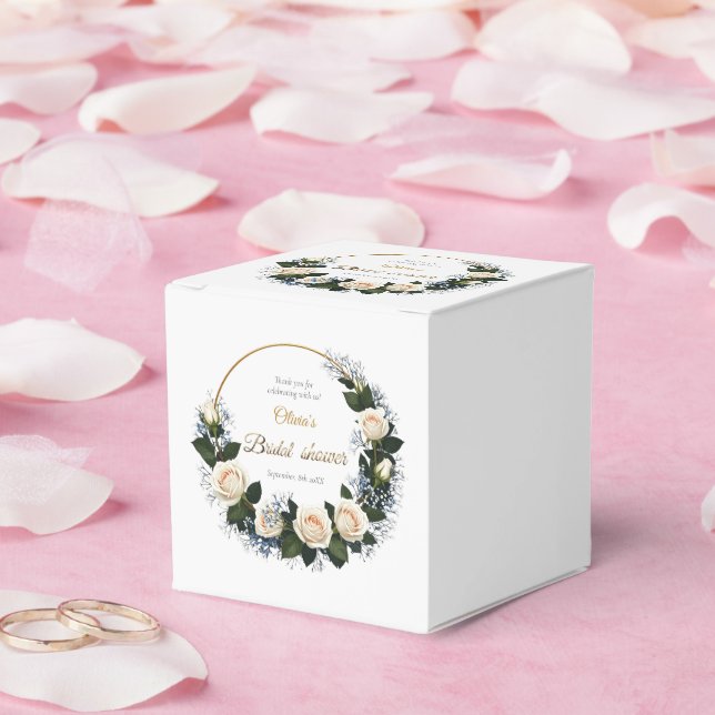 Tack Vit ros och Blue Baby's Bandeand Presentaskar (Bröllop)