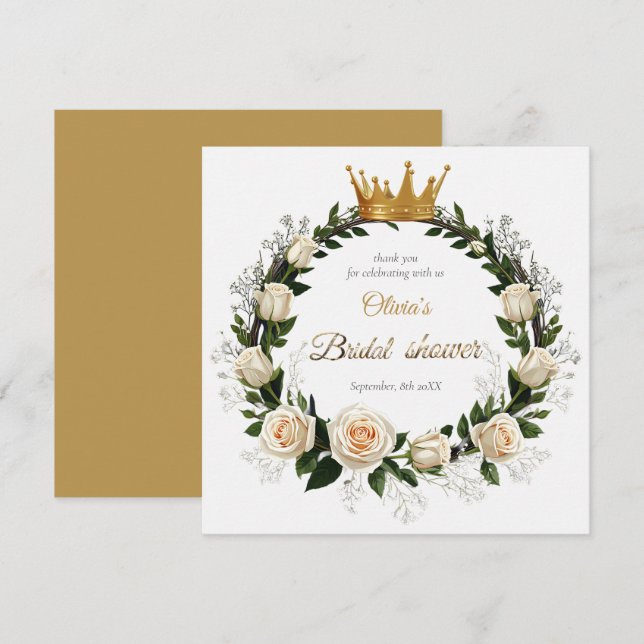 Tack Vita Rosor & Baby's Breath  Kort (Fram/baksida)