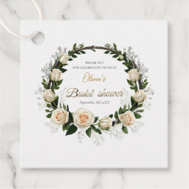 Tack Vita Rosor & Babysand Favors Gåvor Etiketter