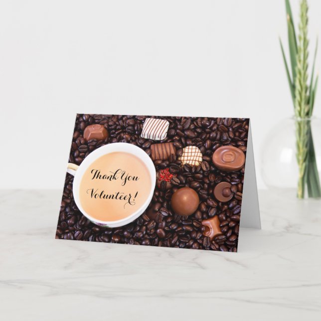Tack volontär kaffe och chokladtruffar kort (Framsida)